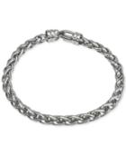 Esquire Men's Jewelry Wheat Chain Bracelet In Sterling Silver, Created For Macy's