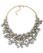 Carolee Gold-tone Gray Imitation Pearl Cluster Collar Necklace