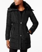 Kenneth Cole Faux-fur-collar Hooded Down Puffer Coat