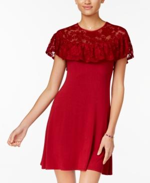 Teeze Me Juniors' Ruffled Lace-trim Dress