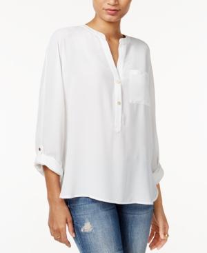 Bar Iii High-low Tab-sleeve Blouse, Only At Macy's
