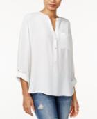 Bar Iii High-low Tab-sleeve Blouse, Only At Macy's