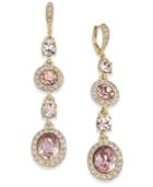 Givenchy Gold-tone Pave & Pink Crystal Linear Drop Earrings