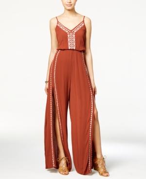 American Rag Embroidered Slit-leg Jumpsuit, Only At Macy's