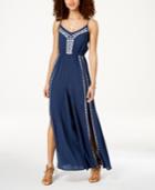 American Rag Juniors' Embroidered Split-leg Jumpsuit, Created For Macy's