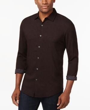 Alfani Black Hatch-print Long-sleeve Shirt, Only At Macy's