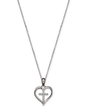 Giani Bernini Cubic Zirconia Heart Cross Pendant Necklace In Sterling Silver