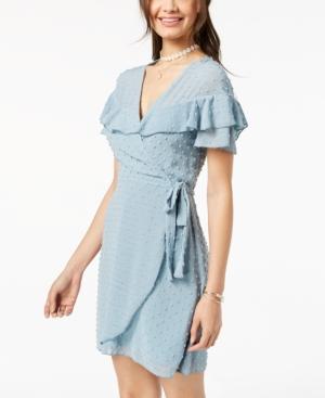 Teeze Me Juniors' Ruffled Clip-dot Faux-wrap Dress