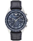 Emporio Armani Men's Chronograph Tazio Black Leather Strap Watch 46mm Ar6089