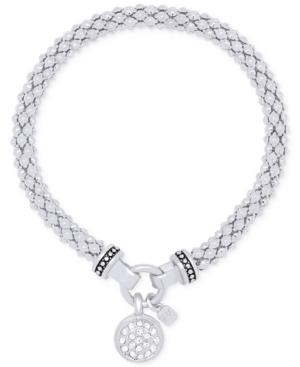 Nine West Pave Charm Weave-style Stretch Bracelet