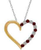 Rhodolite Garnet (1/3 Ct. T.w.) And Diamond Accent Heart Pendant Necklace In Sterling Silver And 14k Gold