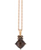 Le Vian Chocolatier Chocolate Quartz (1-1/3 Ct. T.w.) & Diamond Accent 18 Pendant Necklace In 14k Rose Gold