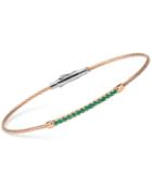 Charriol Women's Laetitia Green Onyx-accent Two-tone Pvd Stainless Steel Bendable Cable Bangle Bracelet