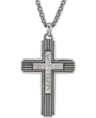 Esquire Men's Jewelry Diamond Cross Pendant Necklace (1/3 Ct. T.w.) In Sterling Silver, Created For Macy's