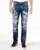 Guess Men's Faded Ripped Slim Straight Fit Stretch Jeans