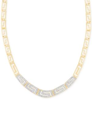 Victoria Townsend Diamond (1/4 Ct. T.w.) Pave Greek Key Necklace In Silver-plated Brass And 18k Gold Over Silver-plated Brass
