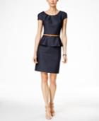 Connected Cap-sleeve Denim Peplum Dress