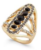 Inc International Concepts Gold-tone Black Stone And Pave Linear Ring, Only At Macy's