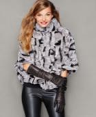 The Fur Vault Rabbit Fur Batwing-sleeve Jacket
