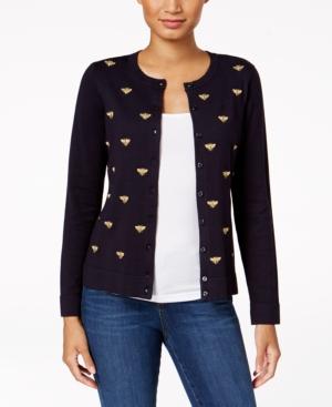 Charter Club Embroidered Long-sleeve Cardigan, Created For Macy's