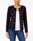 Charter Club Embroidered Long-sleeve Cardigan, Created For Macy's