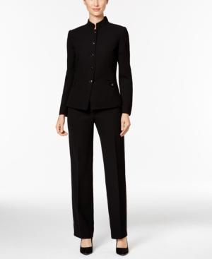 Tahari Asl Crepe Four-button Stand-collar Pantsuit