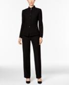 Tahari Asl Crepe Four-button Stand-collar Pantsuit
