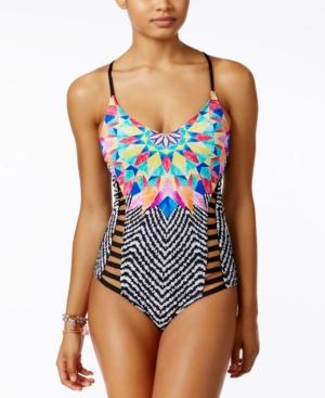 Bar Iii Feather Daze Strappy One-piece Swimsuit, Only At Macy's Women's Swimsuit