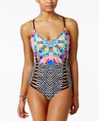 Bar Iii Feather Daze Strappy One-piece Swimsuit, Only At Macy's Women's Swimsuit