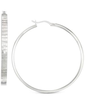 Simone I. Smith Textured Hoop Earrings In Sterling Silver