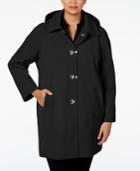 London Fog Plus Size Clip-front Hooded Raincoat
