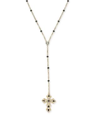 Thalia Sodi Gold-tone Stone Cross 17 Lariat Necklace, Created For Macy's