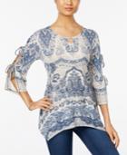 Style & Co. Petite Printed Cutout Top, Only At Macy's