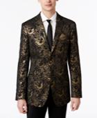 Tallia Men's Slim-fit Black/gold Paisley Sport Coat