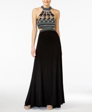 Crystal Doll Juniors' Embellished Halter Dress