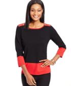 Cable & Gauge Zip-shoulder Colorblocked Sweater