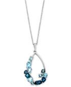 Blue Topaz (1-1/8 Ct. T.w.) And Diamond Accent Pendant Necklace In 14k White Gold