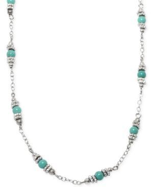 Manufactured Turquoise Beaded Necklace In Sterling Silver (17-1/2 Ct. T.w.)