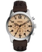 Fossil Men's Chronograph Pilot 54 Brown Braided Leather Strap Watch 44mm Fs5178