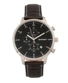 Breed Quartz Lacroix Silver And Brown Chronograph Leather Watches 47mm