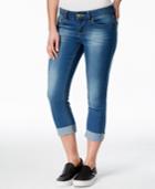 Indigo Rein Juniors' Cuffed Cropped Dark Wash Skinny Jeans