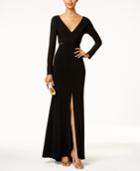 Xscape Illusion V-back Slit Gown