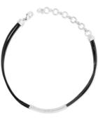 Lucky Brand Silver-tone Black Leather Choker Necklace
