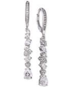 Tiara Cubic Zirconia Cluster Drop Earrings In Sterling Silver