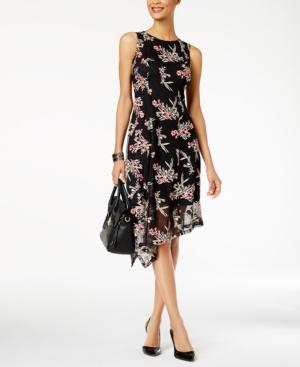 Alfani Embroidered Asymmetrical Fit & Flare Dress, Created For Macy's