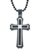Men's Diamond Accent Cross Pendant Necklace In Stainless Steel And Ion-plating