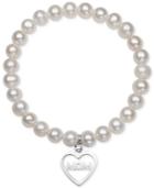 Cultured Freshwater Pearl (7mm) Mom Heart Bracelet