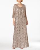 Alex Evenings Plus Size Sequined-lace Gown And Jacket