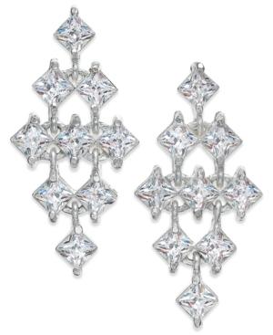 Inc International Concepts Silver-tone Square Crystal Kite Chandelier Earrings, Only At Macy's