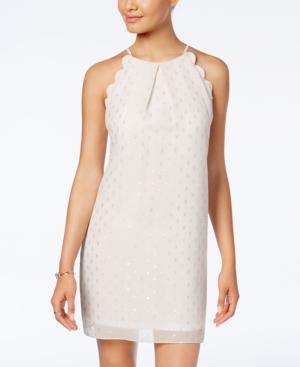 Bcx Juniors' Shine Scalloped-edge Shift Dress